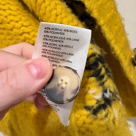 Maeve by Anthropologie Mustard Yellow Bunny Cardigan – Size XS – Wool Blend Knit - Picture 3 of 3